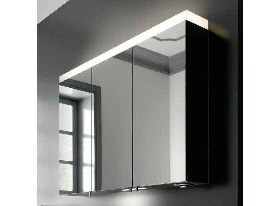 3-drzwiowe lustro ścienne z aluminium malowanego na srebrno - Alfio