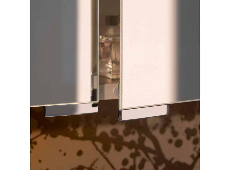 Pojemnik z lustrem z 4 kryształowymi drzwiami z 12 półkami i 4 lampkami LED - Maxi Viadurini