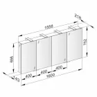 Pojemnik z lustrem z 4 kryształowymi drzwiami z 12 półkami i 4 lampkami LED - Maxi Viadurini