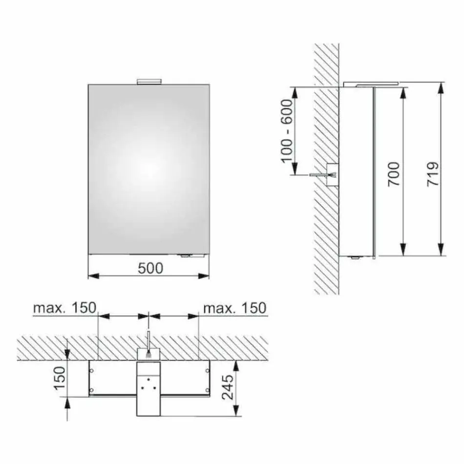 Lustro ścienne z drzwiami na zawiasach i oświetleniem LED - zapadkowe Viadurini