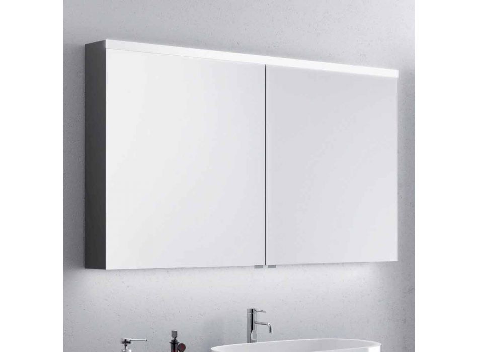 Dwudrzwiowe lustro łazienkowe z diodami LED, nowoczesny design, Carol Viadurini