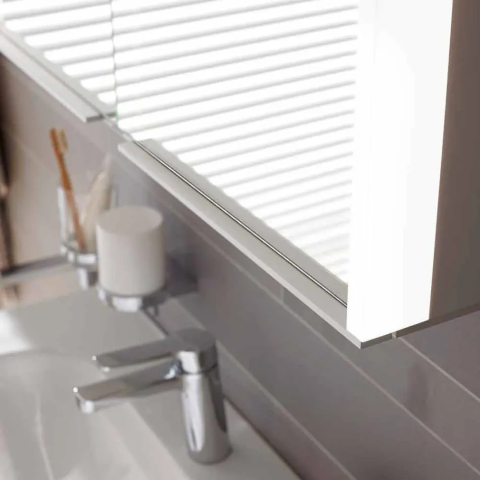 Nowoczesna wpuszczana szafka z lustrem w srebrnym malowanym aluminium - Demon Viadurini