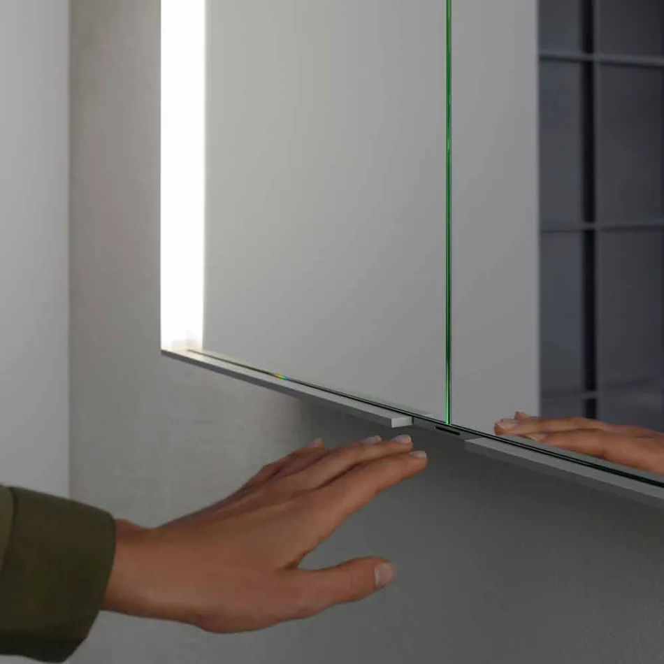 Lustro ścienne z aluminium z oświetleniem LED - Demon Viadurini