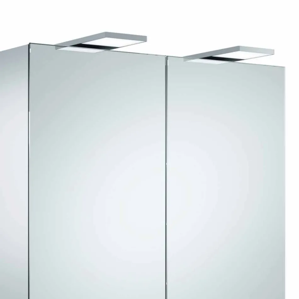 Nowoczesne lustro ścienne z 2 drzwiami i oświetleniem LED - zapadkowe Viadurini