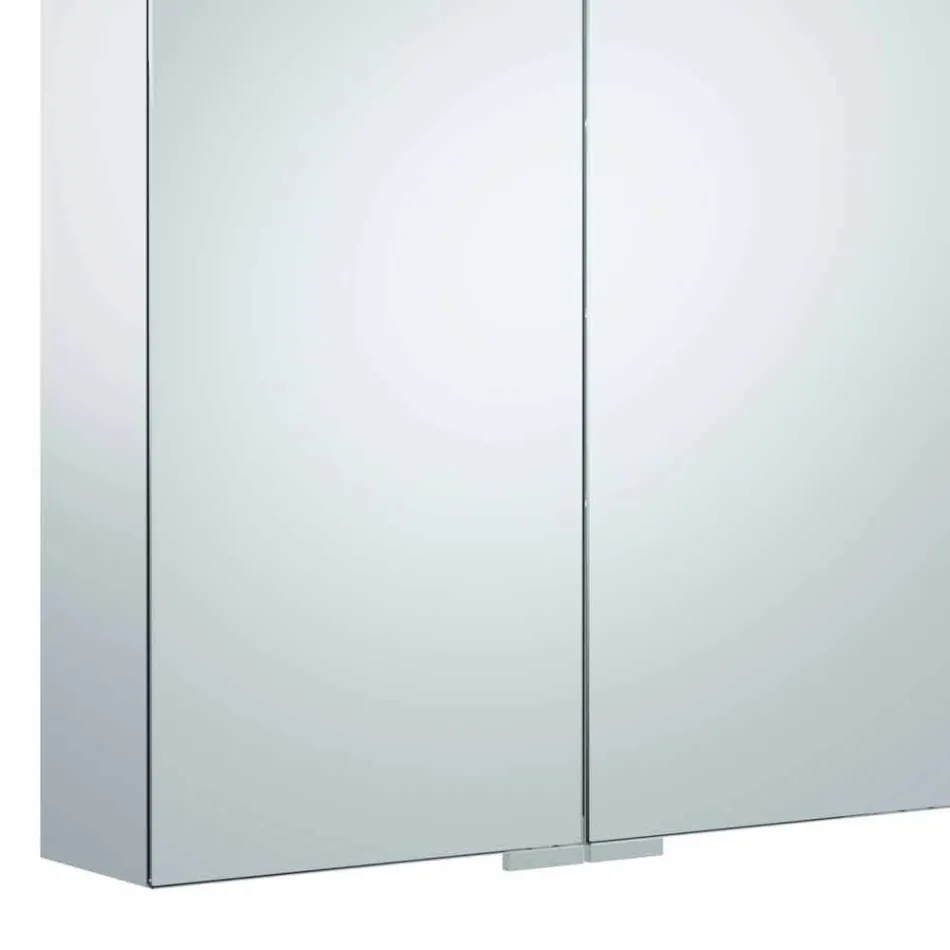 Nowoczesne lustro ścienne z 2 drzwiami i oświetleniem LED - zapadkowe Viadurini