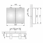 Nowoczesne lustro ścienne z 2 drzwiami i oświetleniem LED - zapadkowe Viadurini