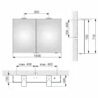 Nowoczesne lustro ścienne z 2 drzwiami i oświetleniem LED - zapadkowe Viadurini