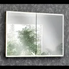 Drewniany pojemnik z lustrem z podwójnym lustrem i lampkami Made in Italy - Darwin Viadurini