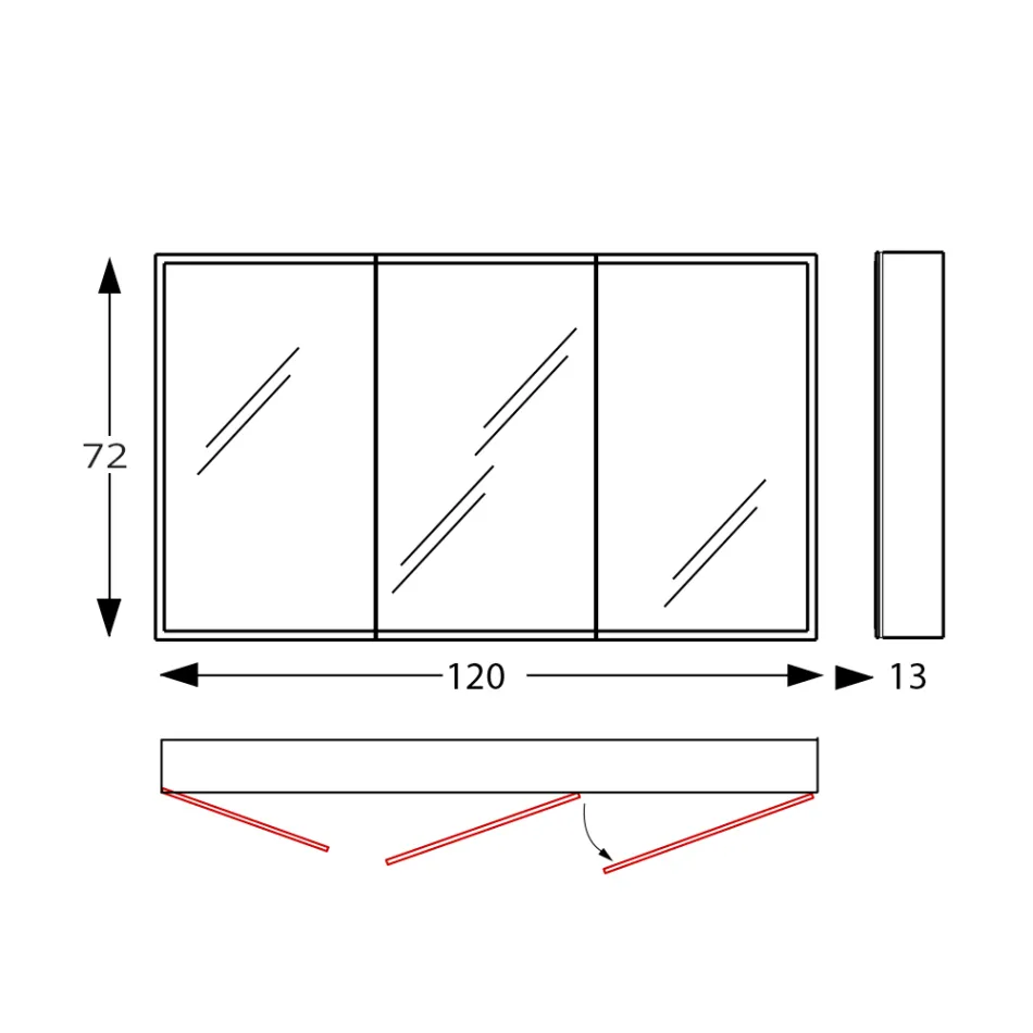 Drewniany pojemnik z lustrem z podwójnym lustrem i lampkami Made in Italy - Darwin Viadurini
