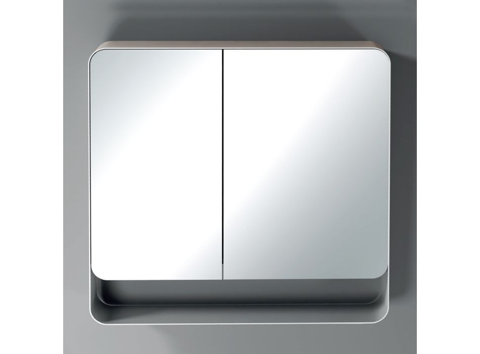 Metalowy pojemnik z lustrem z 2 podwójnymi drzwiami z lustrem Made in Italy - Galilei Viadurini