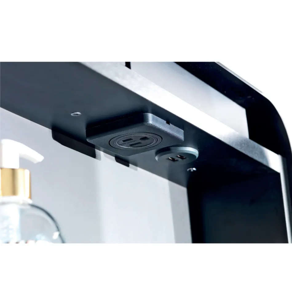 Metalowy pojemnik z lustrem z podwójnymi lustrzanymi drzwiami i oświetleniem Made in Italy - Jane Viadurini