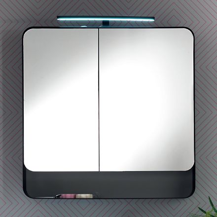 Metalowy pojemnik lustrzany z podwójnymi lustrzanymi drzwiami i oświetleniem Made in Italy - Galileo Viadurini