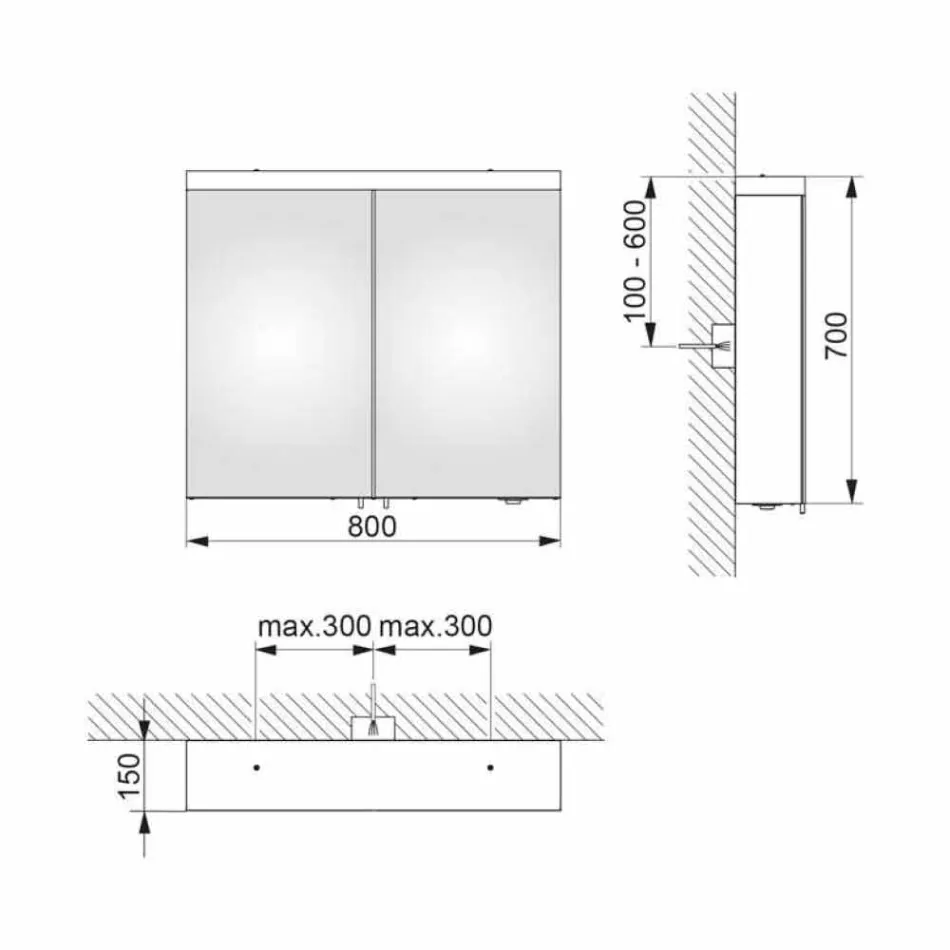 Nowoczesne lustro kontenerowe z 2 drzwiami z aluminium malowanego na srebrno - Alfio Viadurini