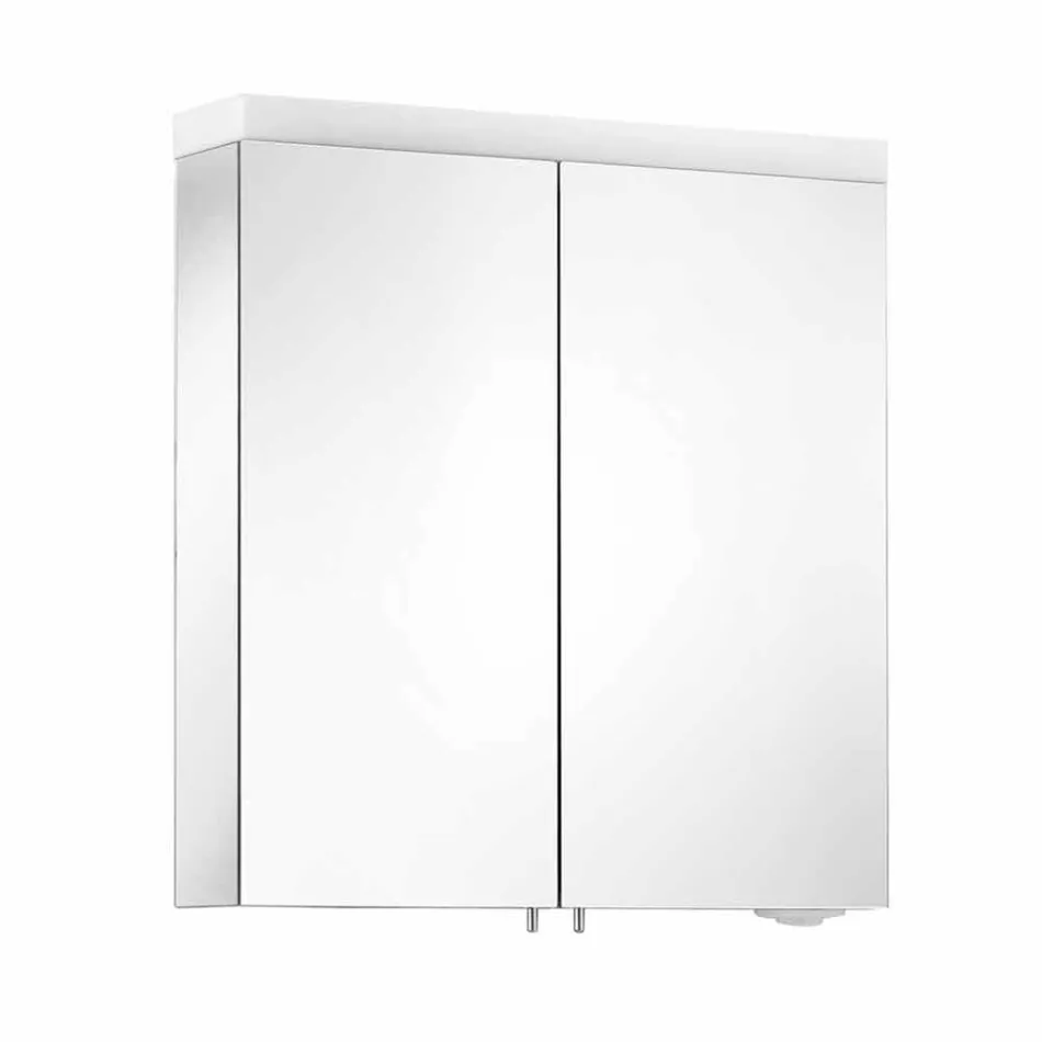 Nowoczesne lustro kontenerowe z 2 drzwiami z aluminium malowanego na srebrno - Alfio Viadurini