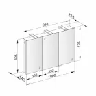 Nowoczesne lustro kontenerowe z 3 kryształowymi drzwiami i 3 lampkami LED - Maxi Viadurini