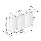 Nowoczesne lustro kontenerowe z 3 kryształowymi drzwiami i 3 lampkami LED - Maxi Viadurini