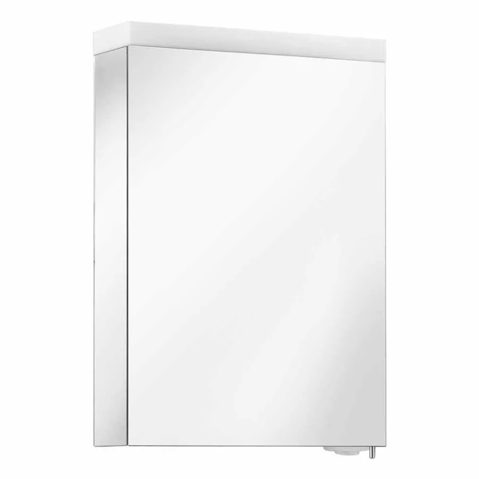 Nowoczesne lustro kontenerowe z drzwiami na zawiasach i oświetleniem LED - Alfio Viadurini