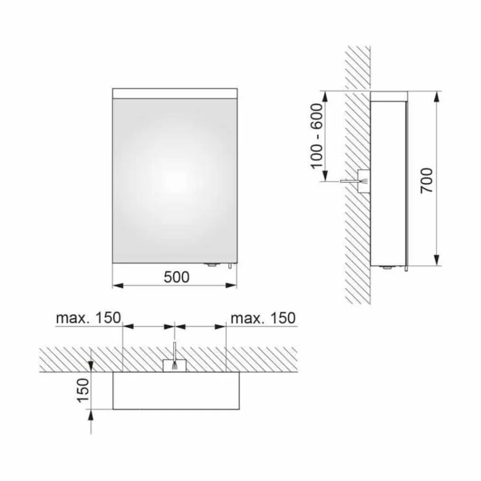 Nowoczesne lustro kontenerowe z drzwiami na zawiasach i oświetleniem LED - Alfio Viadurini