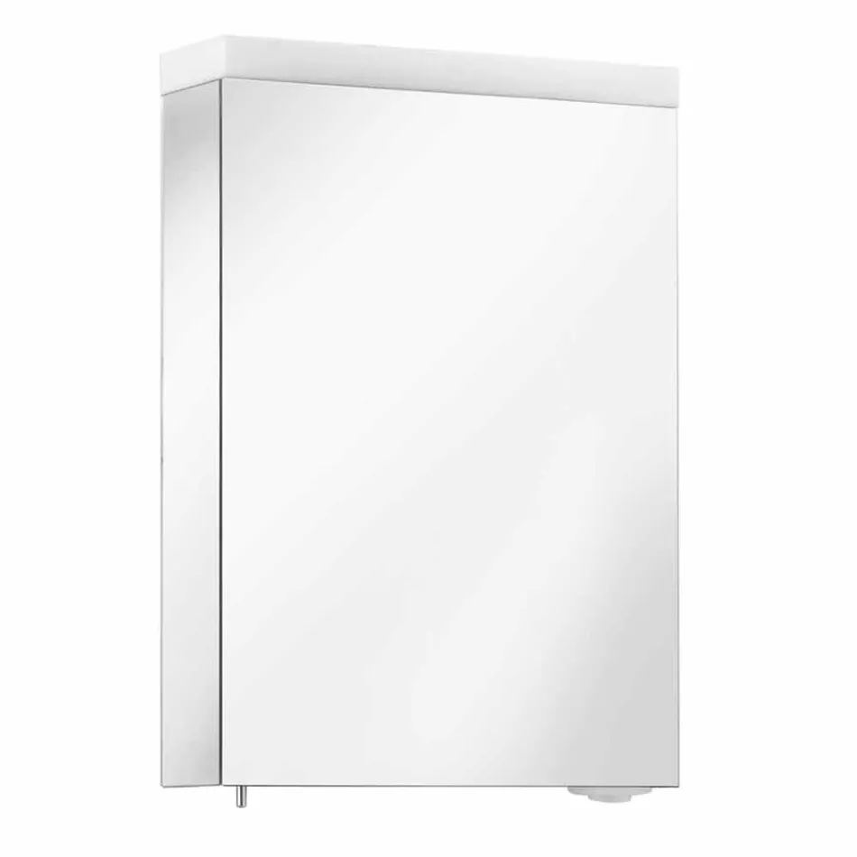 Nowoczesne lustro kontenerowe z drzwiami na zawiasach i oświetleniem LED - Alfio Viadurini