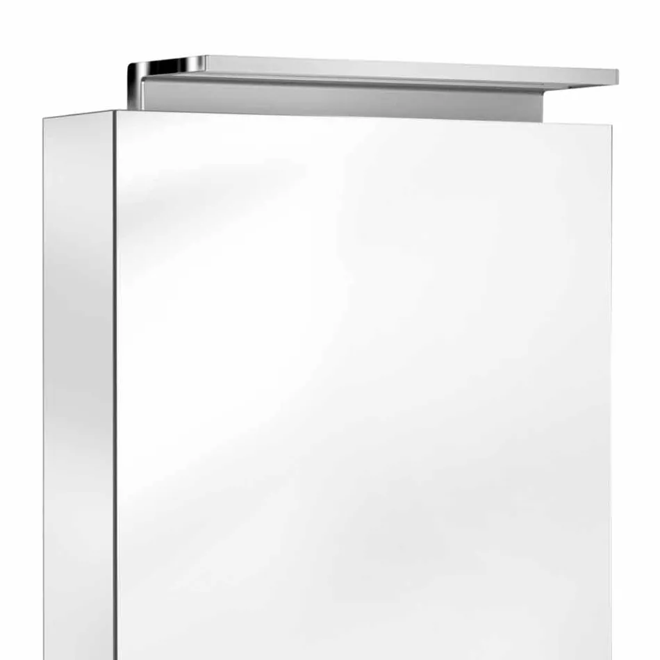 Nowoczesne lustro do przechowywania z kryształowymi półkami i oświetleniem LED - Bramo Viadurini