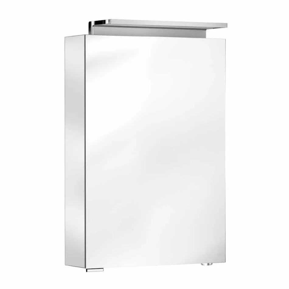 Nowoczesne lustro do przechowywania z kryształowymi półkami i oświetleniem LED - Bramo Viadurini