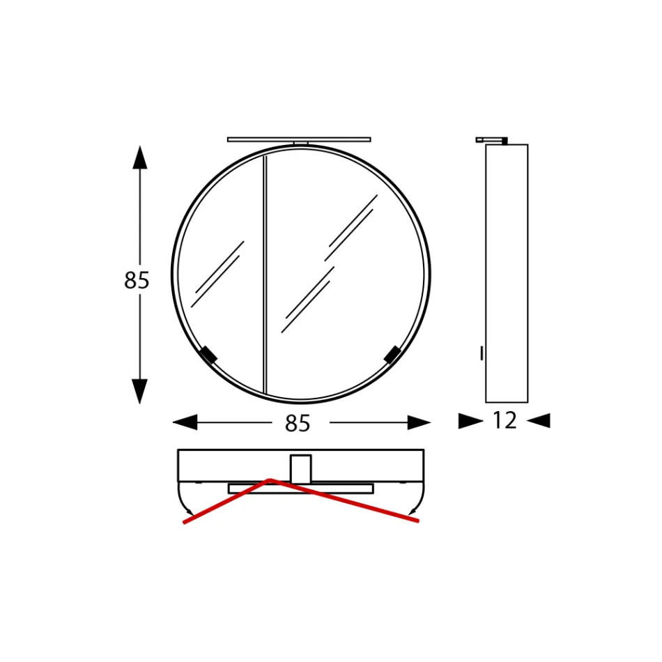 Okrągły metalowy pojemnik lustrzany z podwójnym lustrem Made in Italy - Charles Viadurini