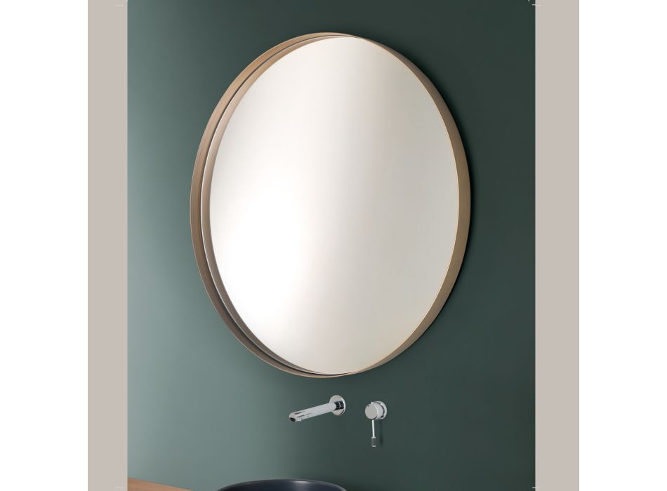 Okrągłe lustro łazienkowe z metalową ramą Made in Italy - Kleopatra Viadurini