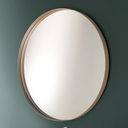 Okrągłe lustro łazienkowe z metalową ramą Made in Italy - Kleopatra Viadurini