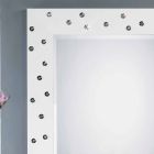Biała ściana lustro z dekoracjami w kryształach Swarovskiego Tiffany Viadurini