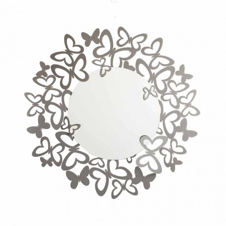 Okrągłe lustro ścienne z nowoczesnego designu z żelaza Wykonane we Włoszech - Stelio Viadurini