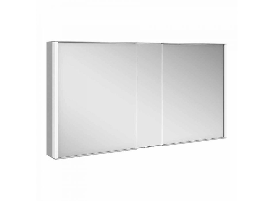 Nowoczesne lustro ścienne z 3 drzwiami z aluminium malowanego na srebrno - Demon Viadurini