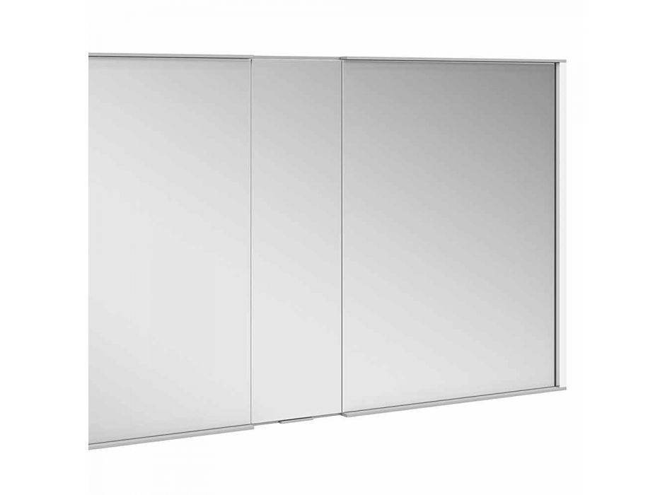 Nowoczesne lustro ścienne z 3 drzwiami z aluminium malowanego na srebrno - Demon Viadurini