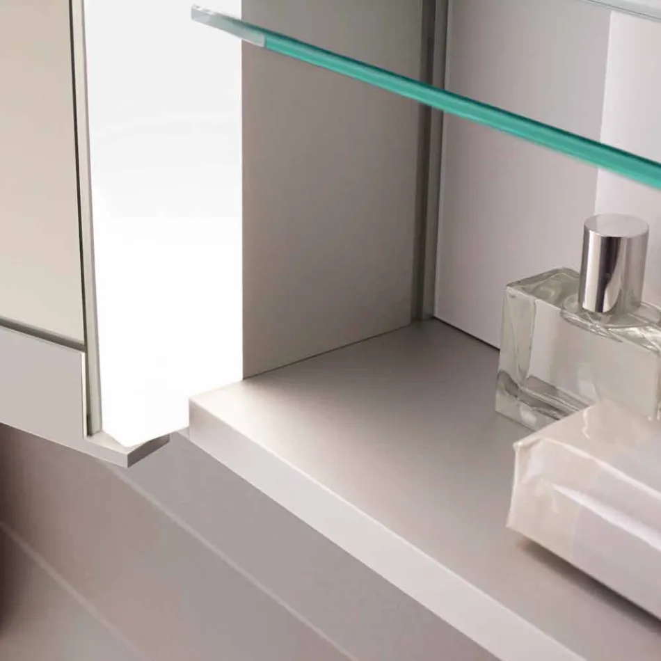 Nowoczesne lustro ścienne z 3 drzwiami z aluminium malowanego na srebrno - Demon Viadurini