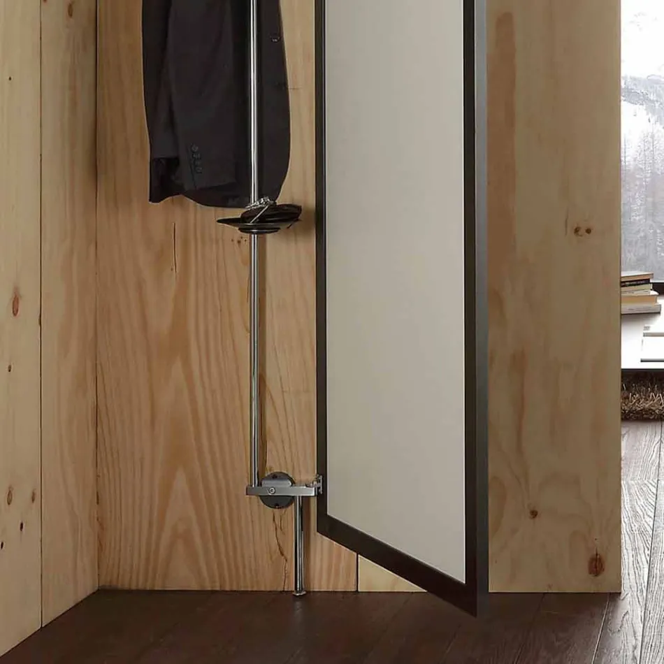 Lustro ścienne z otwieranymi drzwiami i wieszakami na ubrania Made in Italy - Boro Viadurini