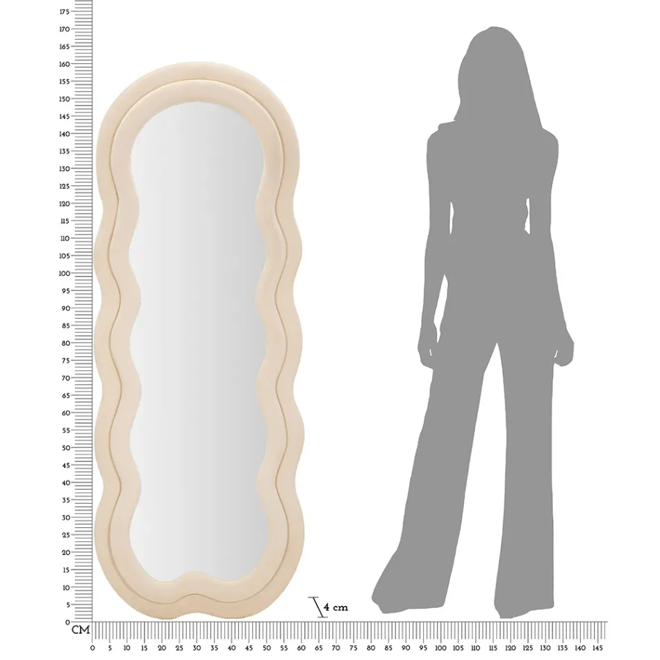 Lustro ścienne z ramą MDF pokrytą aksamitem - białe Viadurini