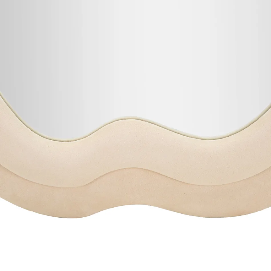 Lustro ścienne z ramą MDF pokrytą aksamitem - białe Viadurini