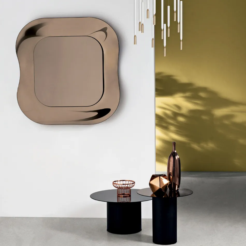 Lustro ścienne z ramą ze szkła topionego Made in Italy - Adored Viadurini