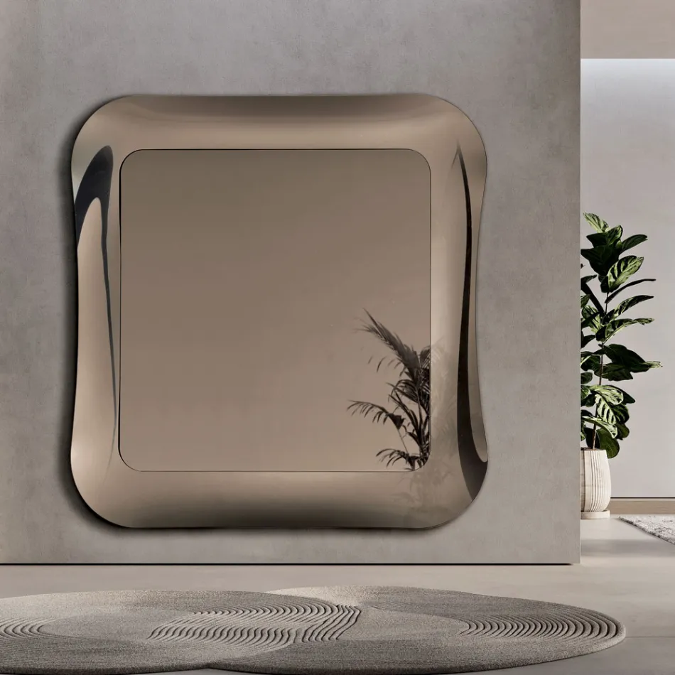 Lustro ścienne z ramą ze szkła topionego Made in Italy - Adored Viadurini