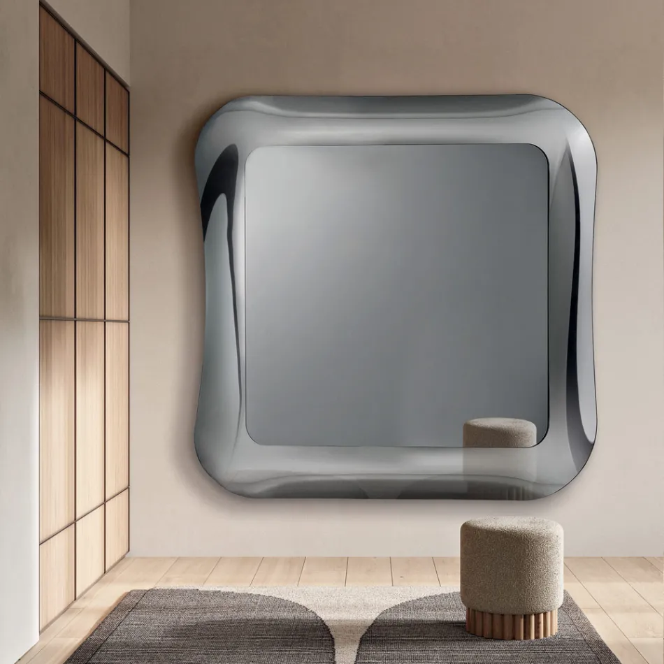 Lustro ścienne z ramą ze szkła topionego Made in Italy - Adored Viadurini