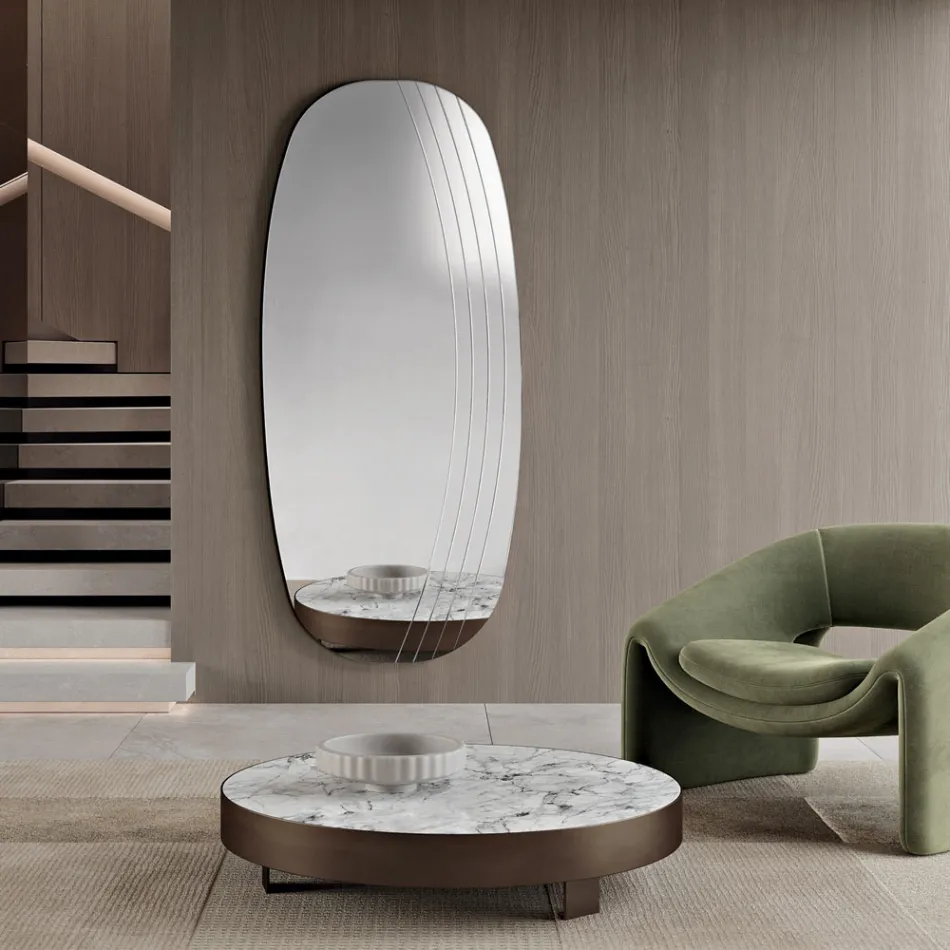 Lustro ścienne Arabella z grawerunkami, wyprodukowane we Włoszech Viadurini