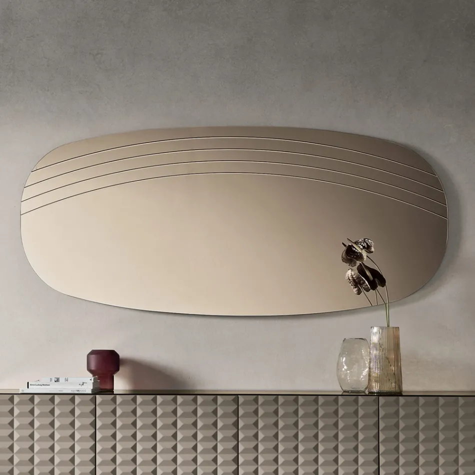 Lustro ścienne Arabella z grawerunkami, wyprodukowane we Włoszech Viadurini