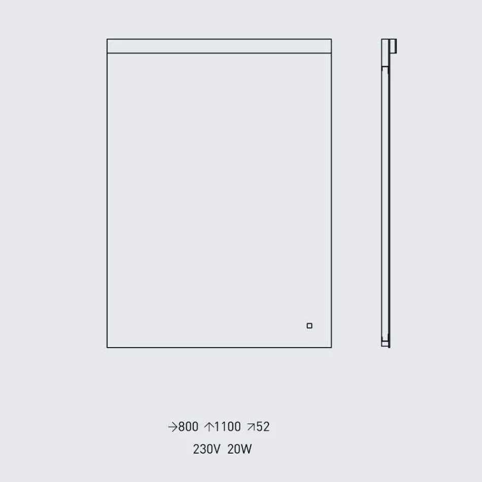 Lustro ścienne ze zintegrowanym oświetleniem ze stali nierdzewnej Made in Italy - Tuccio Viadurini