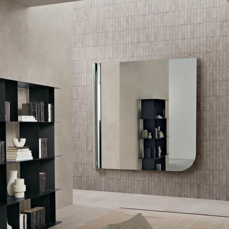 Lustro ścienne Beniamina z falistą krawędzią Wyprodukowano we Włoszech Viadurini