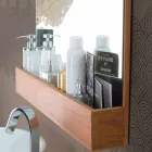 Lustro ścienne ze strukturą i schowkiem z drewna tekowego - Palima Viadurini