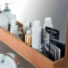 Lustro ścienne ze strukturą i schowkiem z drewna tekowego - Palima Viadurini