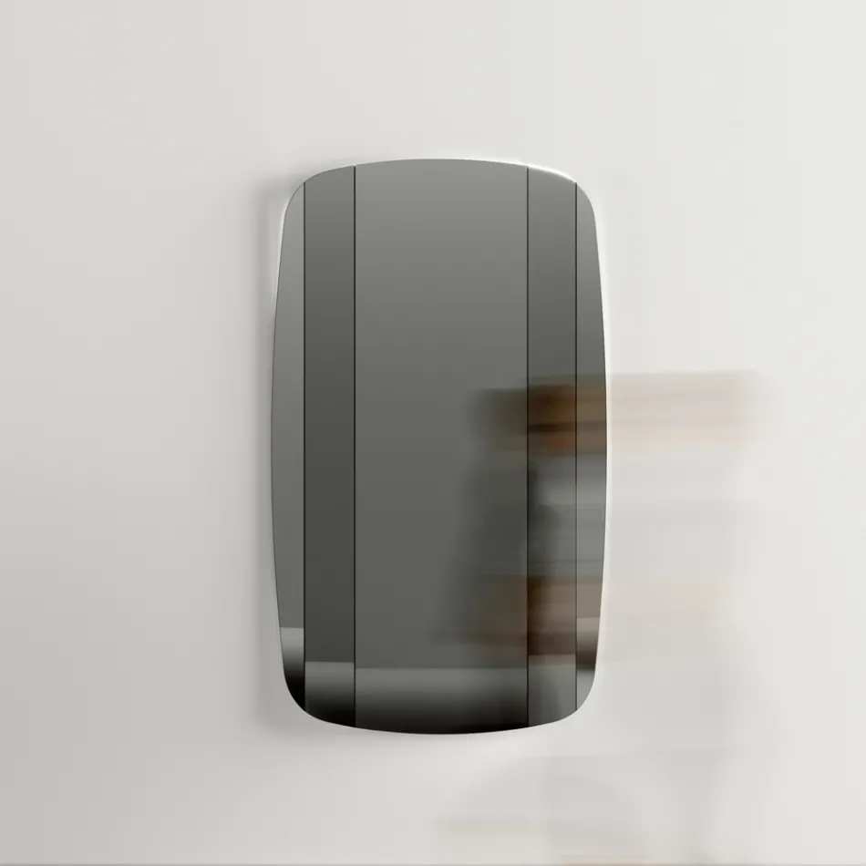 Lustro ścienne ze strukturą z malowanego na czarno drewna Made in Italy - Arya Viadurini