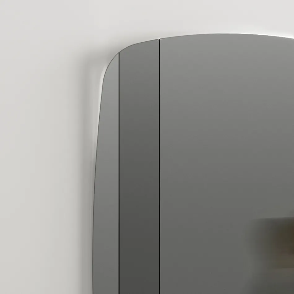 Lustro ścienne ze strukturą z malowanego na czarno drewna Made in Italy - Arya Viadurini