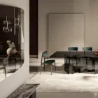 Lustro ścienne ze strukturą z malowanego na czarno drewna Made in Italy - Arya Viadurini