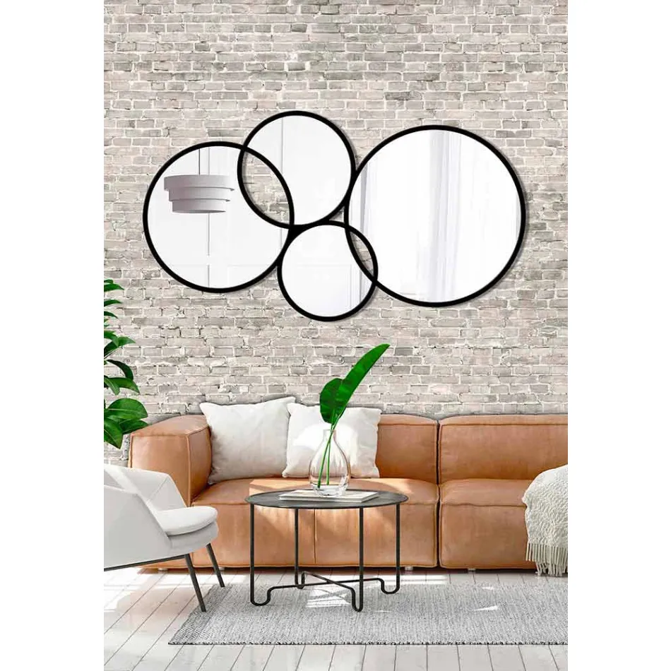 Lustro w kształcie pierścienia Nowoczesne wzornictwo Kolorowe wykończenie - synteza Viadurini