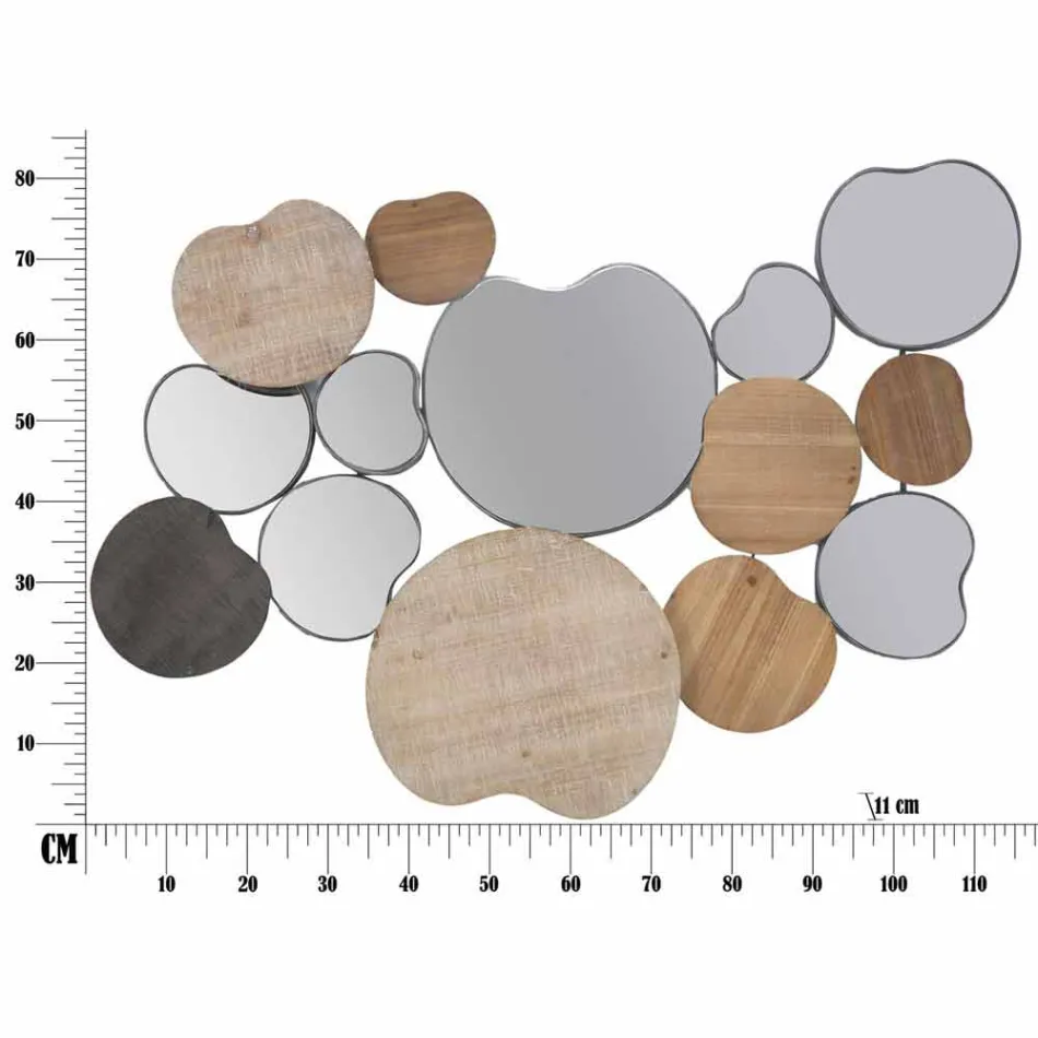 Nowoczesne lustro ścienne z drewna i żelaza - Ortensio Viadurini